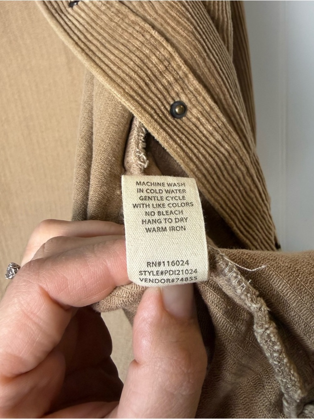 Gilded Intent Tan Corduroy Hooded Shacket 2XL Oversized Cozy Jacket - Picture 8 of 9